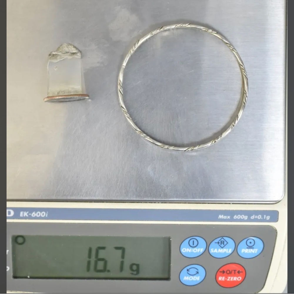 Sterling Silver Solid Bangle Bracelet Barbwire Tw… - image 4